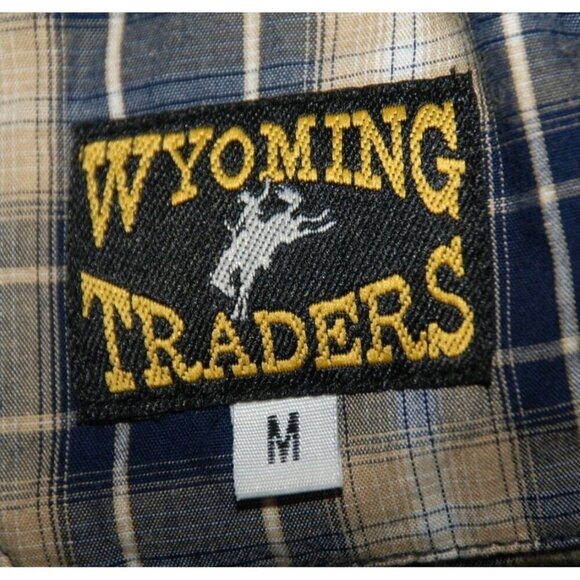Wyoming Traders Mens Western Blue Plaid Shirt Size M Pearl Snap Button Up Pocket - Picture 8 of 10